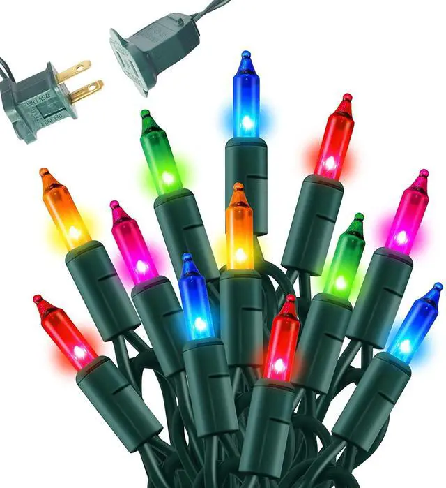 Main image of Multi-Colored Christmas Mini String Lights, 20FT 100 Count Incandescent Waterproof Fairy Lights Plug in, Connectable Christmas Decorations for Indoor Outdoor Home Party Garden Yard