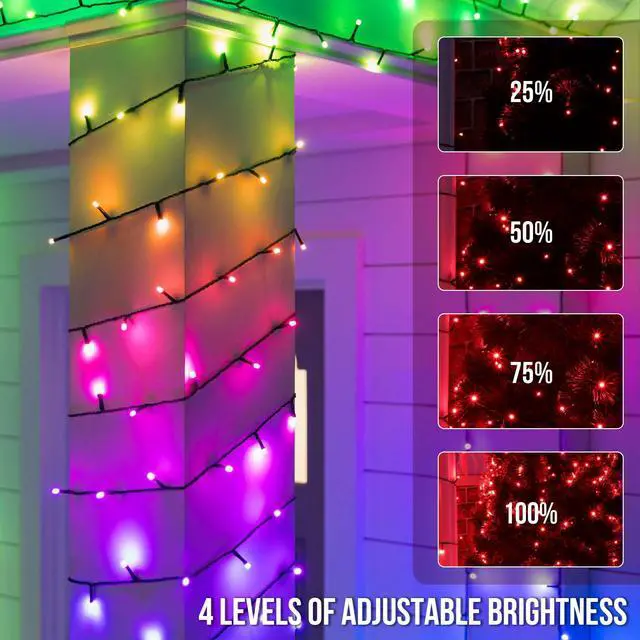 Alt view image 5 of 7 - 164 FT 500 LED Christmas String Lights, Waterproof RGB String Lights with Remote Control& Timer Function, 24 Colors Changing Fairy Lights for Indoor Outdoor Room Wall Christmas Tree Party Decoration