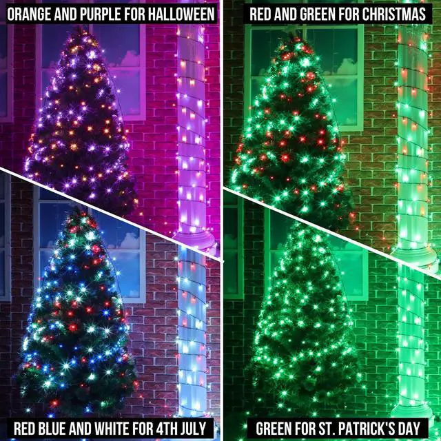 Alt view image 7 of 7 - 164 FT 500 LED Christmas String Lights, Waterproof RGB String Lights with Remote Control& Timer Function, 24 Colors Changing Fairy Lights for Indoor Outdoor Room Wall Christmas Tree Party Decoration
