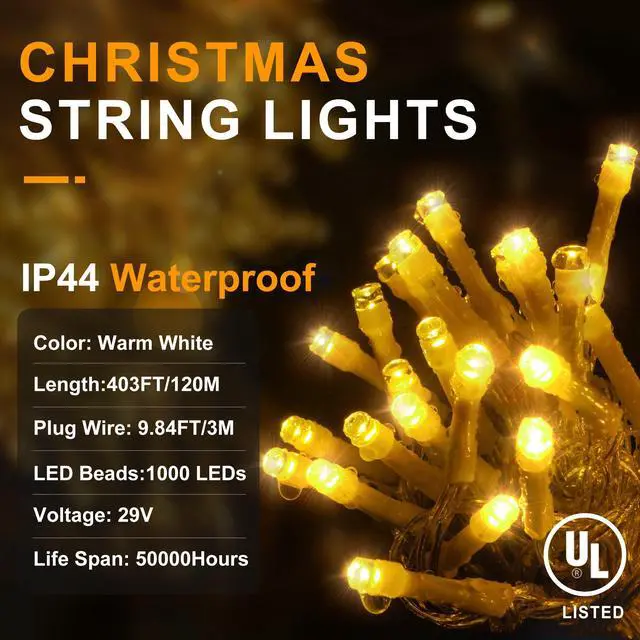 Alt view image 6 of 7 - 403ft 1000 LED Christmas Lights Outdoor String Light for Tree Decor
