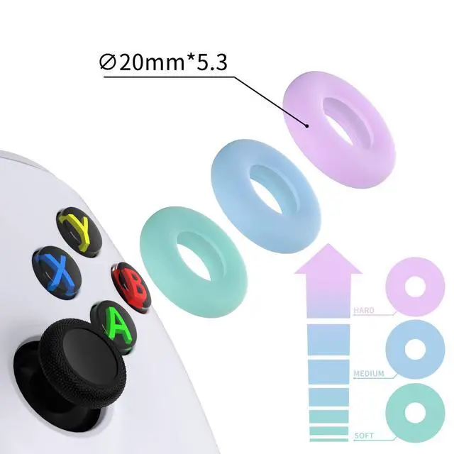 Alt view image 2 of 7 - 6 Pack Silicone Precision Rings for ps5, for ps4, for Xbox Series X/S, Xbox One, Xbox 360, for Switch 2 Pro, for Steam Deck - Aim Assist Target Motion Control, Purple & Green & Blue