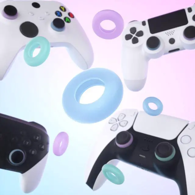 Alt view image 5 of 7 - 6 Pack Silicone Precision Rings for ps5, for ps4, for Xbox Series X/S, Xbox One, Xbox 360, for Switch 2 Pro, for Steam Deck - Aim Assist Target Motion Control, Purple & Green & Blue