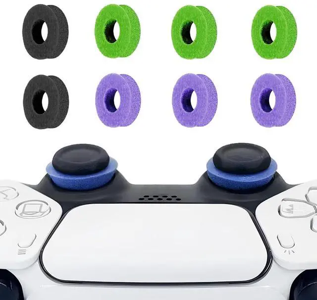 Main image of 8 Pack Precision Rings Aim Assist for PS5, for PS4, Compatible with Xbox Controllers Accessories Control with Soft Silicone Rings Compatible with Fortnite & FPS GamesBlack+Purple+Green