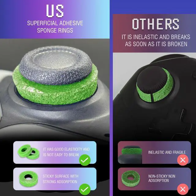 Alt view image 6 of 6 - 8 Pack Precision Rings Aim Assist for PS5, for PS4, Compatible with Xbox Controllers Accessories Control with Soft Silicone Rings Compatible with Fortnite & FPS GamesBlack+Purple+Green