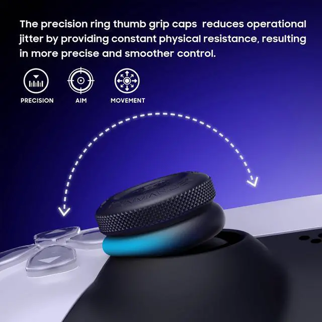 Alt view image 4 of 7 - 2-in-1 Precision Rings Thumb Grips for PS4, PS5, Switch Pro Controller - Aim Assist Joystick Cap Analog Stick Cap for Enhanced Control, Anti-Slip Controller Accessories, 3 Pairs (6-Pack)