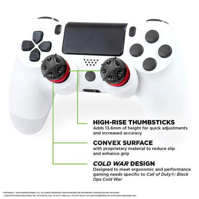 Alt view image 4 of 7 - Call of Duty: Black Ops Cold War Performance Thumbsticks for PlayStation 4 (PS4) and PlayStation 5 (PS5) | 2 High-Rise, Convex | Black/Red