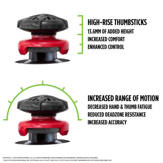 Alt view image 3 of 7 - Call of Duty: Black Ops Cold War Performance Thumbsticks for PlayStation 4 (PS4) and PlayStation 5 (PS5) | 2 High-Rise, Convex | Black/Red