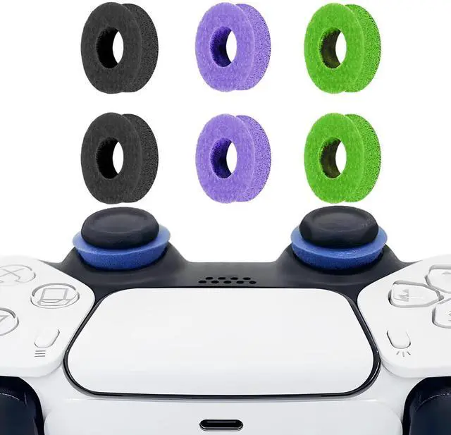 Main image of 6 Pack Precision Rings Aim Assist for PS5, for PS4, Compatible with Xbox Controllers Accessories Control with Soft Silicone Rings Compatible with Fortnite & FPS Games,Black+Purple+Blue