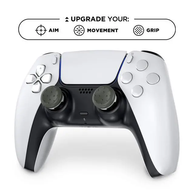 Alt view image 3 of 5 - CQC Classic for PlayStation 4 (PS4) and PlayStation 5 (PS5) Controller | Performance Thumbsticks | 2 Mid-Rise Concave | Gray/White
