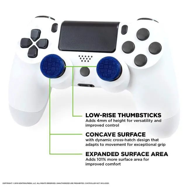 Alt view image 2 of 5 - Omni for PlayStation 4 (PS4) and PlayStation 5 (PS5) | Performance Thumbsticks | 2 Low-Rise Concave | Blue