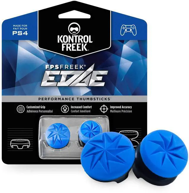 Main image of FPS Freek Edge for PlayStation 4 (PS4) and PlayStation 5 (PS5) | Performance Thumbsticks | 1 High-Rise Convex, 1 Low-Rise Convex | Blue