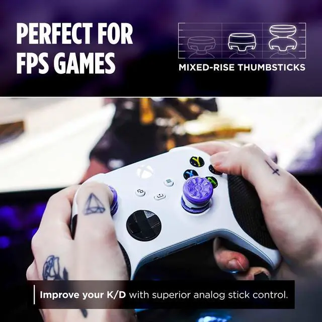 Alt view image 4 of 7 - FPS Freek Galaxy Purple for Xbox One and Xbox Series X Controller | 2 Performance Thumbsticks | 1 High-Rise, 1 Mid-Rise | Purple