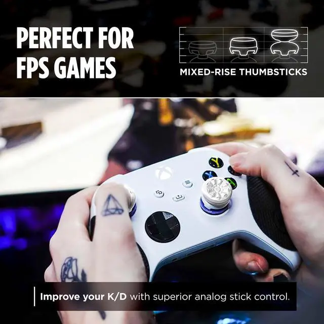 Alt view image 4 of 7 - FPS Freek Galaxy White for Xbox One and Xbox Series X Controller | Performance Thumbsticks | 1 High-Rise, 1 Mid-Rise | White
