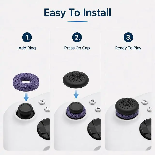 Alt view image 5 of 7 - 14PCS Silicone Thumb Grips & Precision Rings for Steam Deck, Xbox Series X/S, PS5, PS4, Xbox One - Joystick Caps with Multi-Level Resistance - Controller Grips & Gaming Accessories