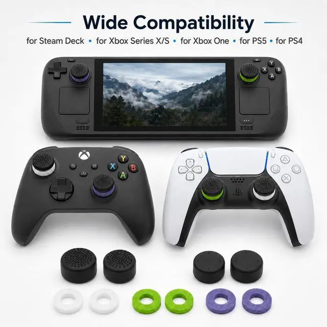 Alt view image 6 of 7 - 14PCS Silicone Thumb Grips & Precision Rings for Steam Deck, Xbox Series X/S, PS5, PS4, Xbox One - Joystick Caps with Multi-Level Resistance - Controller Grips & Gaming Accessories