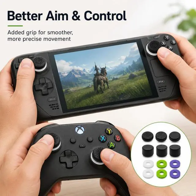 Alt view image 7 of 7 - 14PCS Silicone Thumb Grips & Precision Rings for Steam Deck, Xbox Series X/S, PS5, PS4, Xbox One - Joystick Caps with Multi-Level Resistance - Controller Grips & Gaming Accessories