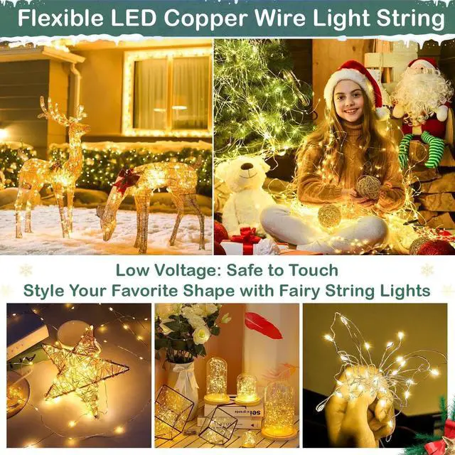 Alt view image 4 of 6 - 165Ft Ultra Long 500 LEDs String Lights Plug in, with Switch/Timer, Waterproof Dimmable Copper String Lights for Home/Holiday Decor, 8 Modes Fairy Lights with Remote, Warm White UL Listed