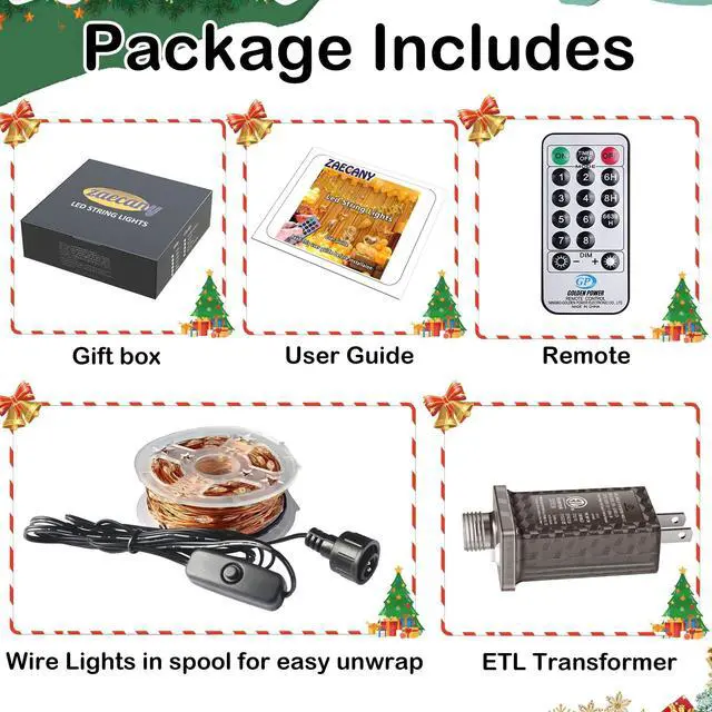 Alt view image 6 of 6 - 165Ft Ultra Long 500 LEDs String Lights Plug in, with Switch/Timer, Waterproof Dimmable Copper String Lights for Home/Holiday Decor, 8 Modes Fairy Lights with Remote, Warm White UL Listed