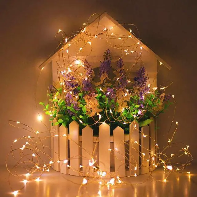Alt view image 2 of 7 - 300LED 99FT Copper Wire String Lights Battery Operated 8 Modes Fairy Lights with Remote Waterproof Fairy String Lights for Outdoor Christmas Lights Wedding Party Decoration Warm White