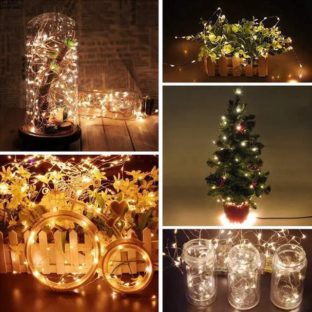 Alt view image 3 of 7 - 300LED 99FT Copper Wire String Lights Battery Operated 8 Modes Fairy Lights with Remote Waterproof Fairy String Lights for Outdoor Christmas Lights Wedding Party Decoration Warm White