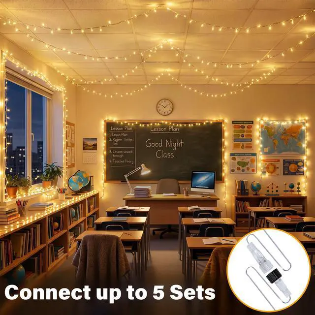 Alt view image 3 of 7 - 120LED 40FT String Lights, Waterproof Connectable Fairy Lights with Timer 8 Modes, Warm White Plug in Indoor Light for Bedroom Classroom Outdoor Wedding Christmas Party Decorations