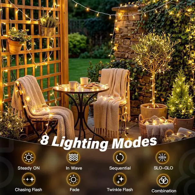 Alt view image 4 of 7 - 120LED 40FT String Lights, Waterproof Connectable Fairy Lights with Timer 8 Modes, Warm White Plug in Indoor Light for Bedroom Classroom Outdoor Wedding Christmas Party Decorations