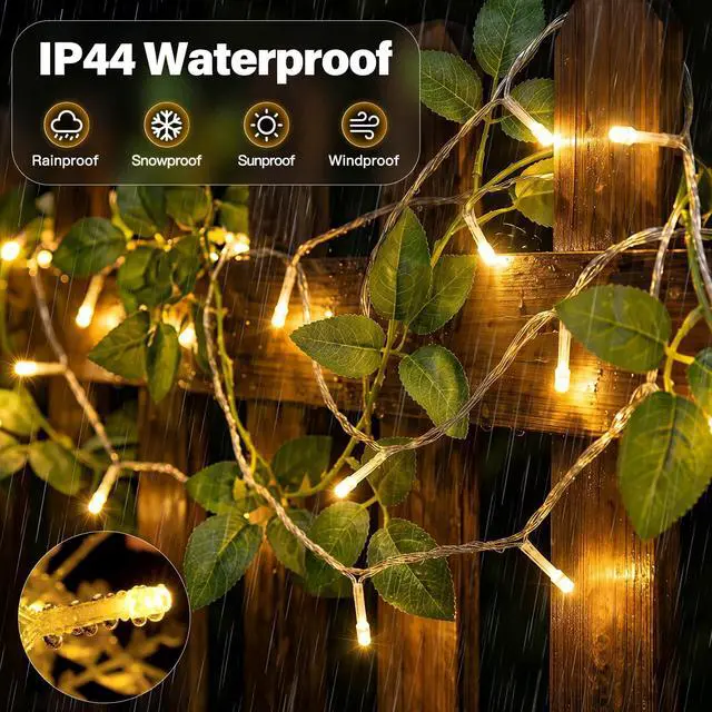 Alt view image 5 of 7 - 120LED 40FT String Lights, Waterproof Connectable Fairy Lights with Timer 8 Modes, Warm White Plug in Indoor Light for Bedroom Classroom Outdoor Wedding Christmas Party Decorations