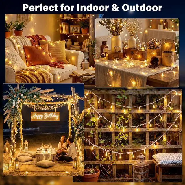 Alt view image 7 of 7 - 120LED 40FT String Lights, Waterproof Connectable Fairy Lights with Timer 8 Modes, Warm White Plug in Indoor Light for Bedroom Classroom Outdoor Wedding Christmas Party Decorations