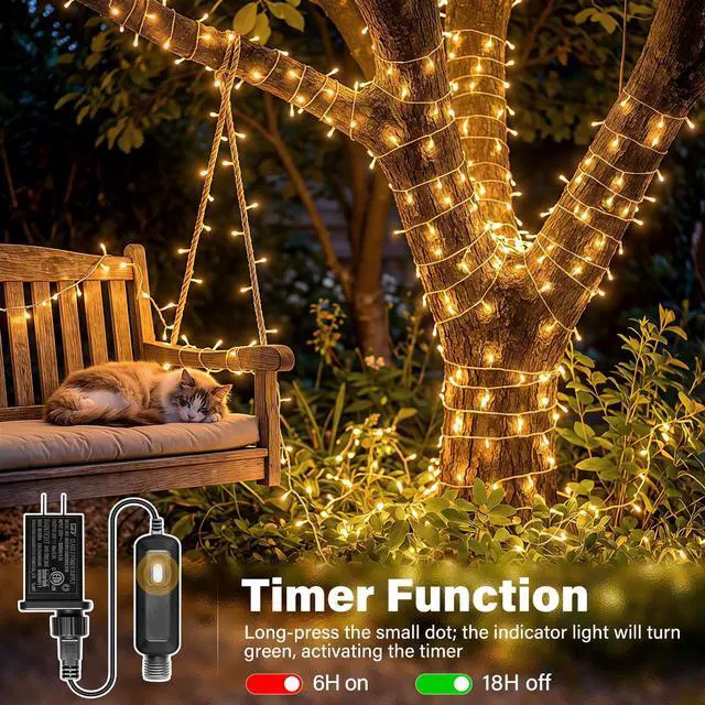 Alt view image 6 of 7 - 120LED 40FT String Lights, Waterproof Connectable Fairy Lights with Timer 8 Modes, Warm White Plug in Indoor Light for Bedroom Classroom Outdoor Wedding Christmas Party Decorations