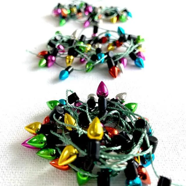 Alt view image 4 of 6 - Christmas Lights String of Miniature, Dollhouse Miniature Fake Light, Christmas Tree Fairy Lights Decorative, Metalic Multicoloured Dollhouse Miniatures (1mtr)