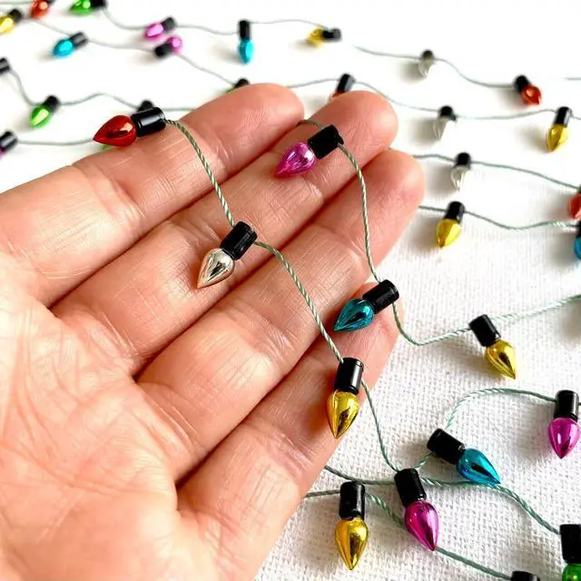 Alt view image 3 of 6 - Christmas Lights String of Miniature, Dollhouse Miniature Fake Light, Christmas Tree Fairy Lights Decorative, Metalic Multicoloured Dollhouse Miniatures (1mtr)