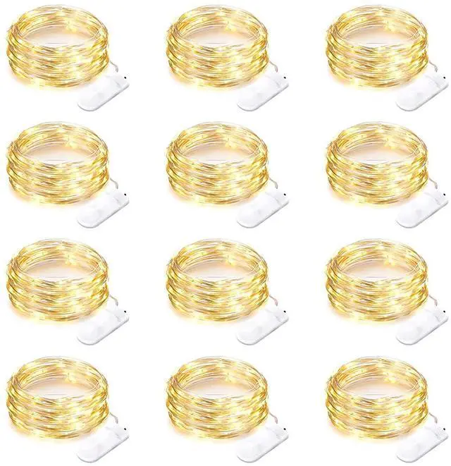 Main image of 12 Pack Fairy Lights Battery Operated String Lights 7 Feet 20 Led Waterproof Christmas Lights Silver Wire Firefly Starry Moon Lights for Bedroom DIY Party Wedding Patio Christmas