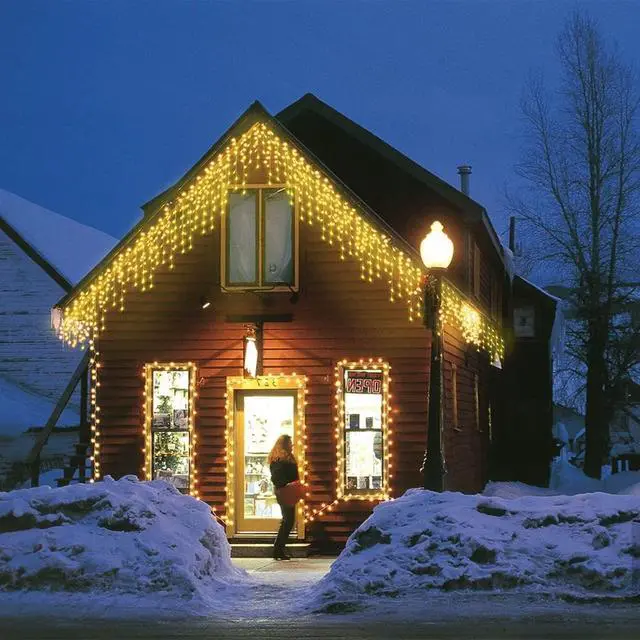 Alt view image 3 of 7 - 304 LED Solar Christmas Icicle Lights Outdoor Decorations, 8 Modes Waterproof Icicle Fairy Lights for Outside Holiday, Patio, Balcony, Christmas, Window, House Eaves Decorations, Warm White