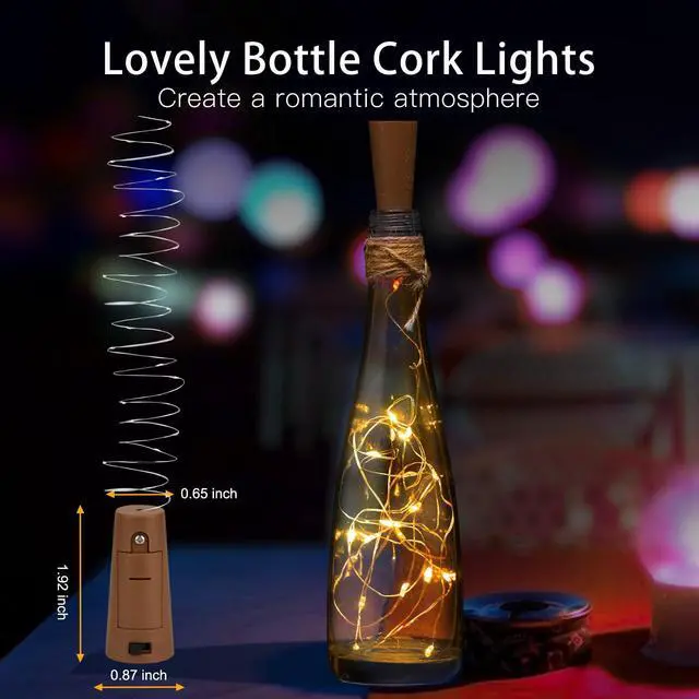 Alt view image 3 of 7 - 10 Pack 7ft Battery Operated Wine Bottle Lights with Cork