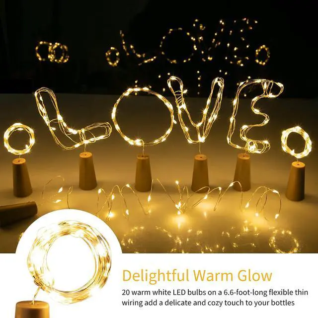 Alt view image 2 of 7 - 10 Pack 7ft Battery Operated Wine Bottle Lights with Cork