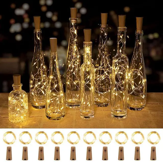 Main image of 10 Pack 7ft Battery Operated Wine Bottle Lights with Cork