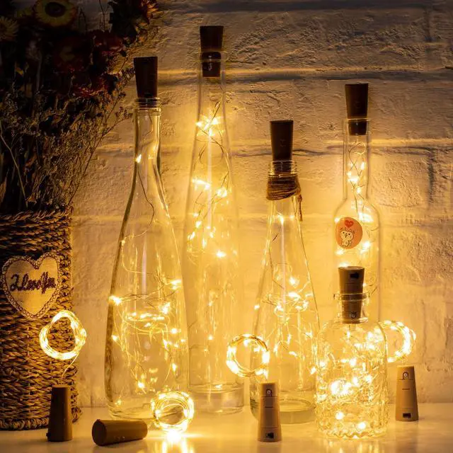 Alt view image 7 of 7 - 10 Pack 7ft Battery Operated Wine Bottle Lights with Cork