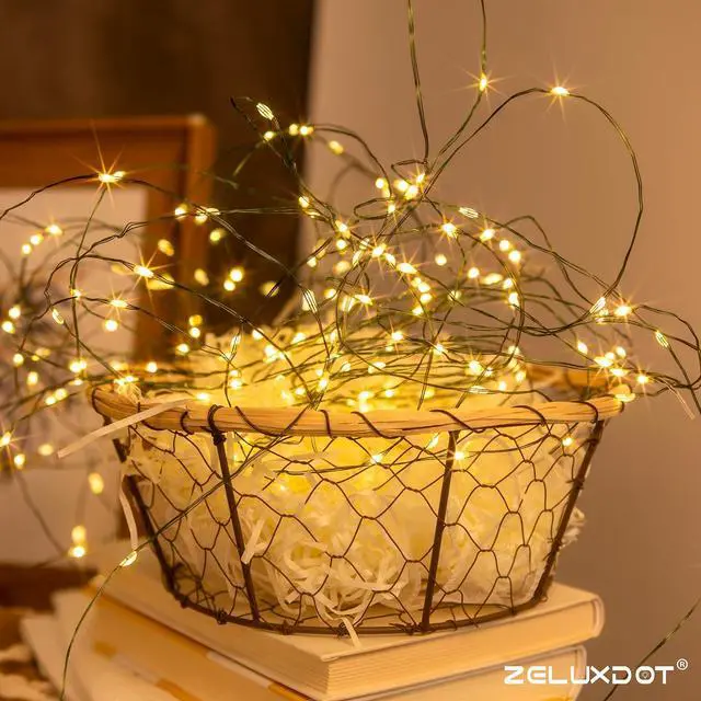 Alt view image 3 of 7 - 100FT 300LEDs Fairy Lights Plug in,Green Wire,Warm White