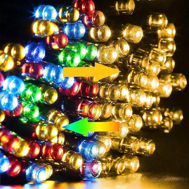 Alt view image 3 of 7 - 100FT 300 LED Color Changing Christmas Lights, 2 in 1 Warm White & Multi Waterproof Christmas String Lights with Remote 11 Functions Christmas Decorations for Indoor Outdoor