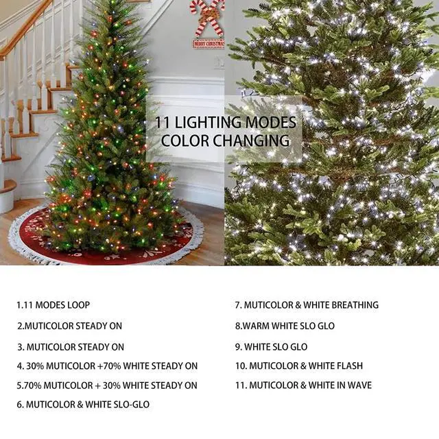 Alt view image 2 of 7 - 100FT 300 LED Color Changing Christmas Lights, 2 in 1 Warm White & Multi Waterproof Christmas String Lights with Remote 11 Functions Christmas Decorations for Indoor Outdoor