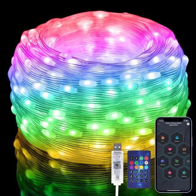 Main image of 100 LEDs RGB Smart IC Fairy Lights, 33FT Multicolor String Lights Indoor