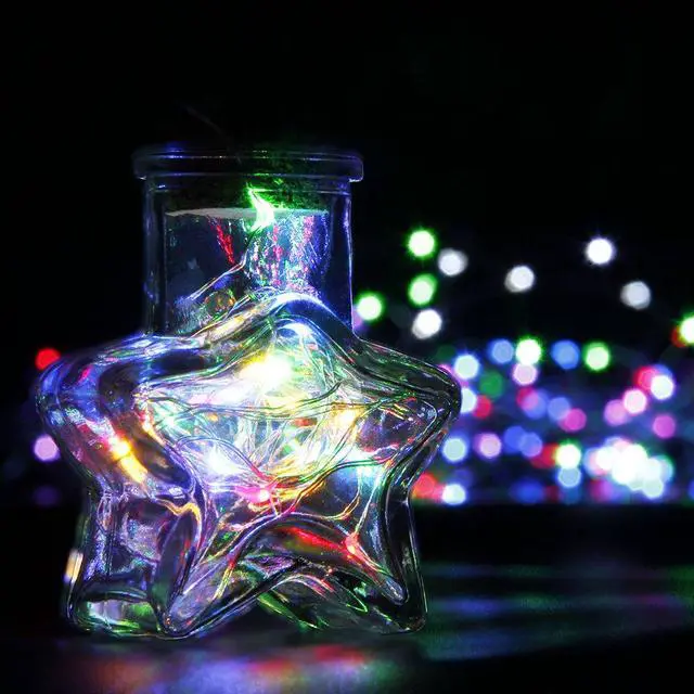 Alt view image 2 of 6 - 6 Pack Fairy Lights Battery Operated 7ft 20 LED Mini String Lights Silver Wire Firefly Starry Moon Lights for Christmas Wedding Mason Jars Party Centerpiece Table Decorations, Multicolor
