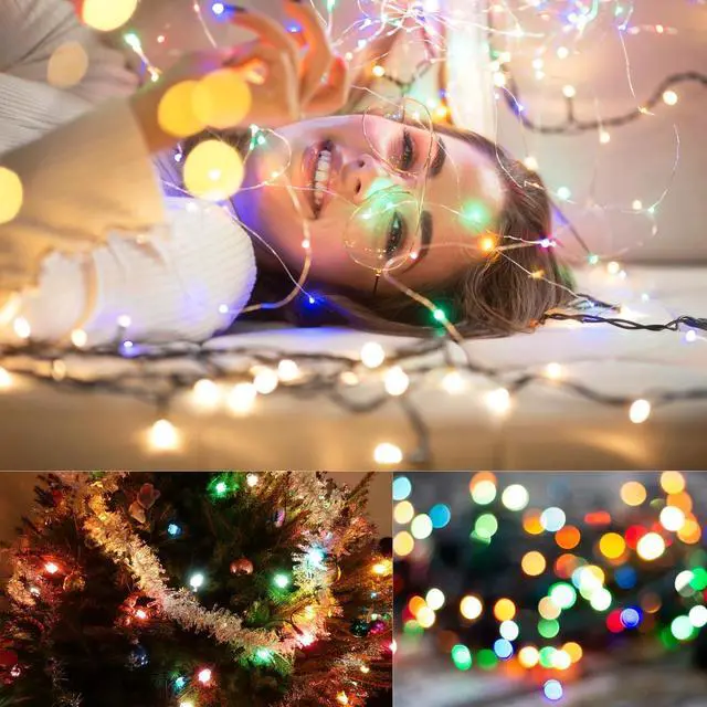 Alt view image 5 of 6 - 6 Pack Fairy Lights Battery Operated 7ft 20 LED Mini String Lights Silver Wire Firefly Starry Moon Lights for Christmas Wedding Mason Jars Party Centerpiece Table Decorations, Multicolor