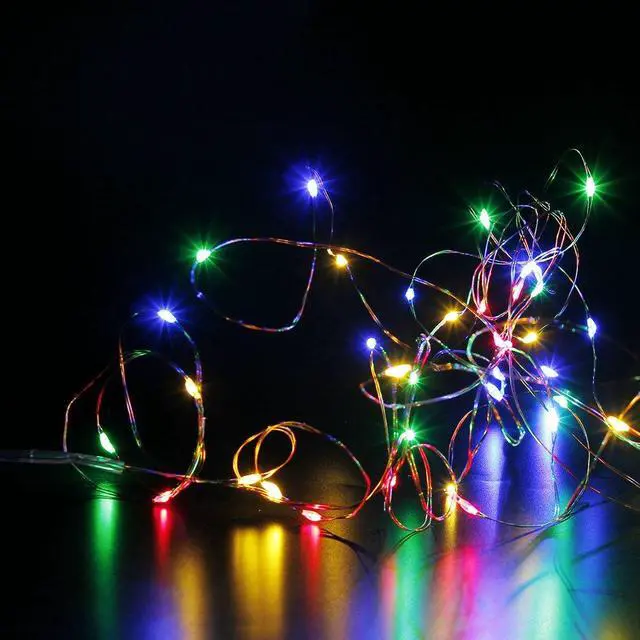 Alt view image 3 of 6 - 6 Pack Fairy Lights Battery Operated 7ft 20 LED Mini String Lights Silver Wire Firefly Starry Moon Lights for Christmas Wedding Mason Jars Party Centerpiece Table Decorations, Multicolor
