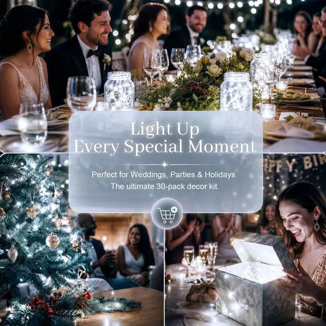 Alt view image 5 of 7 - 30 Pack Fairy Lights Battery Operated, 7 FT 20 LED String Lights