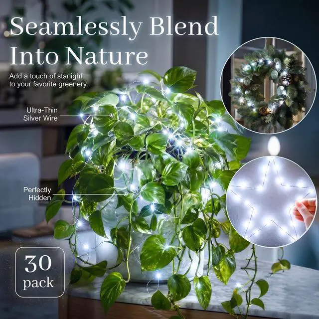 Alt view image 4 of 7 - 30 Pack Fairy Lights Battery Operated, 7 FT 20 LED String Lights