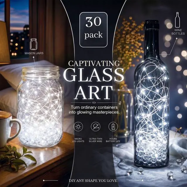 Alt view image 3 of 7 - 30 Pack Fairy Lights Battery Operated, 7 FT 20 LED String Lights
