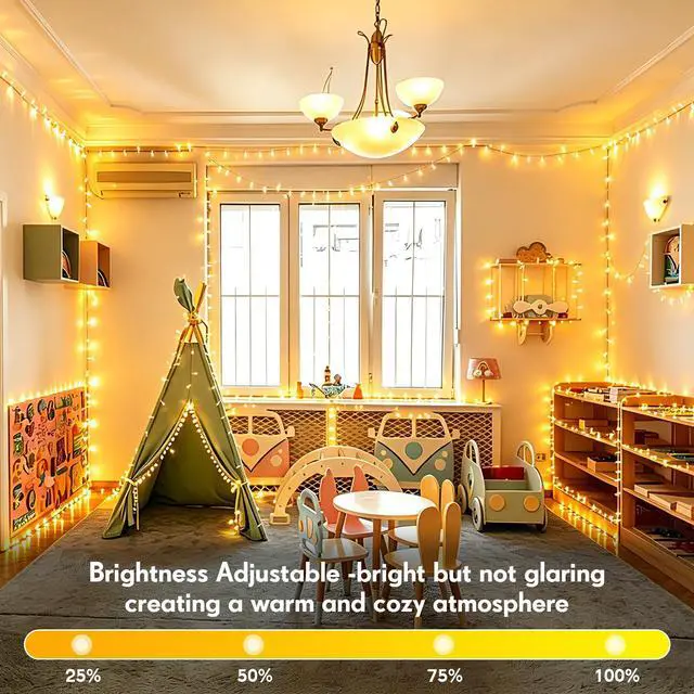 Alt view image 6 of 7 - 403FT 1000 LED String Lights Outdoor Fairy Lights Plug in Christmas Lights with Remote Timer 8 Modes for Outside House Garden Party Wedding Decorations-Warm White