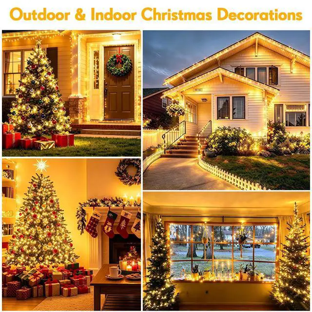 Alt view image 4 of 7 - 403FT 1000 LED String Lights Outdoor Fairy Lights Plug in Christmas Lights with Remote Timer 8 Modes for Outside House Garden Party Wedding Decorations-Warm White