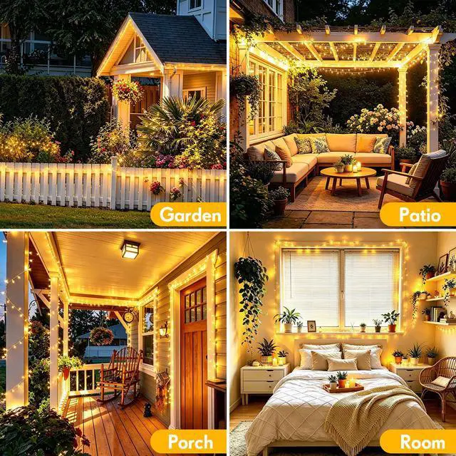 Alt view image 3 of 7 - 403FT 1000 LED String Lights Outdoor Fairy Lights Plug in Christmas Lights with Remote Timer 8 Modes for Outside House Garden Party Wedding Decorations-Warm White